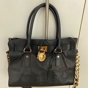 MK Hamilton East West Leather Satchel